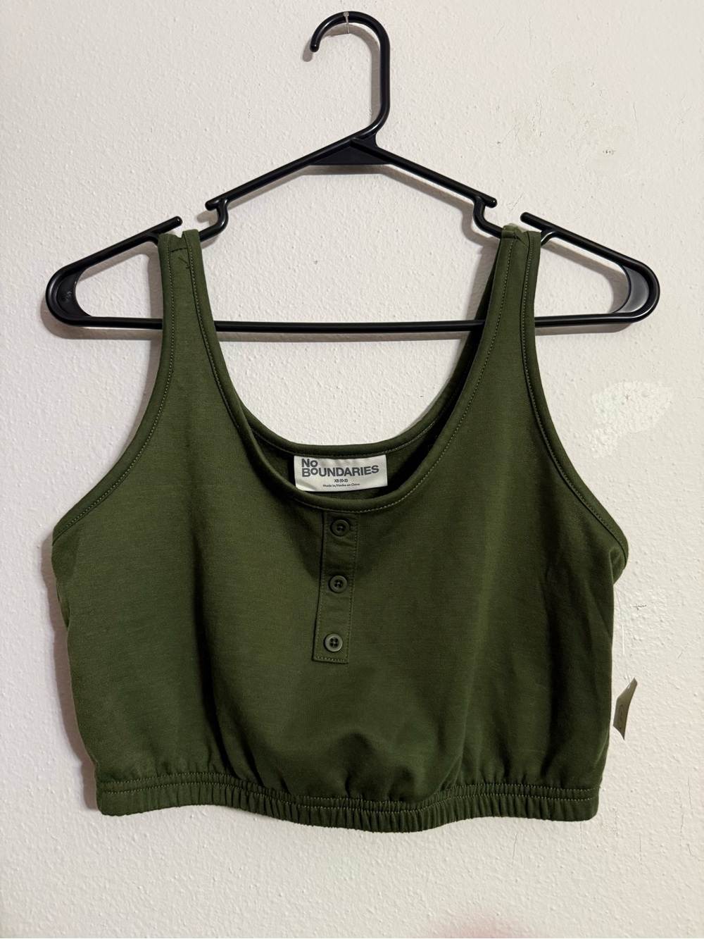 ☀️ No Boundaries • Olive Green Cropped Tank Top • Womens XS 0-2